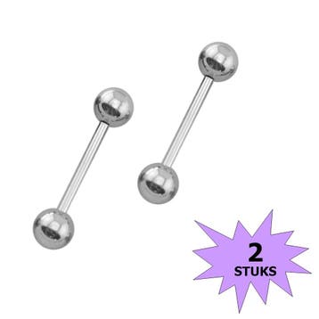 Fako Bijoux - Barbell Piercing - 12mm - Zilverkleurig - 2, Verzenden, Nieuw
