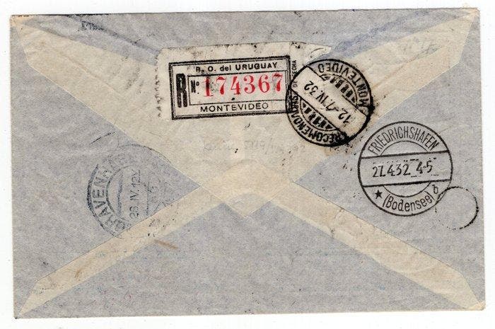 Uruguay 1932 - Zeppelin-brief Montevideo – Den Haag - Sieger, Timbres & Monnaies, Timbres | Europe | Allemagne