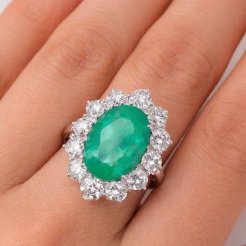Zonder minimumprijs - Ring - 18 karaat Witgoud - 5.60ct. tw., Handtassen en Accessoires, Ringen, Nieuw