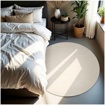 Kortpolig vloerkleed Soft Zone - Ø 120 cm, crème, Verzenden
