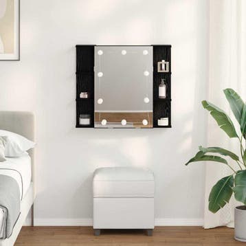 vidaXL Spiegelkast Zwart Eiken 70 x 16,5 x 60 cm Bewerkt, Verzenden