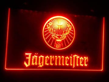 Jagermeister neon bord lamp LED cafe verlichting reclame lic, Verzenden