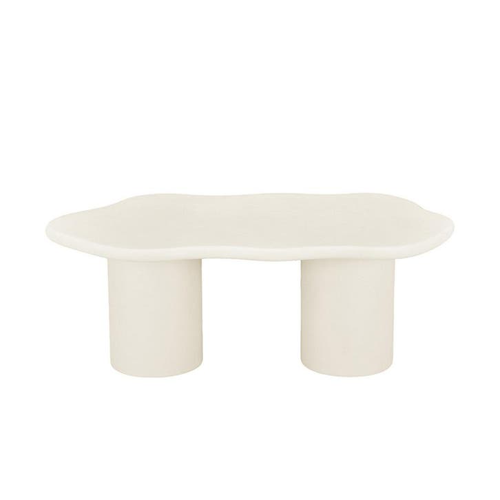 Salontafel Mangohout Organisch Maya Microcement 120 Beige cm, Maison & Meubles, Tables | Tables de salon, Envoi