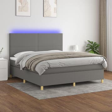vidaXL Boxspring met matras en LED stof donkergrijs 160x200, Verzenden, Nieuw