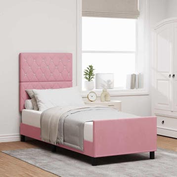 vidaXL Boxspring bed met hoofdeinde Roze 80 x 200 cm Fluweel, Huis en Inrichting, Verzenden, Nieuw