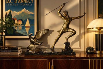 Jean de Roncourt - sculptuur, La Chase a lAigle - 69 cm -