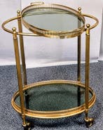 Serveerwagen - Messing, Glas - Nobel en Edel