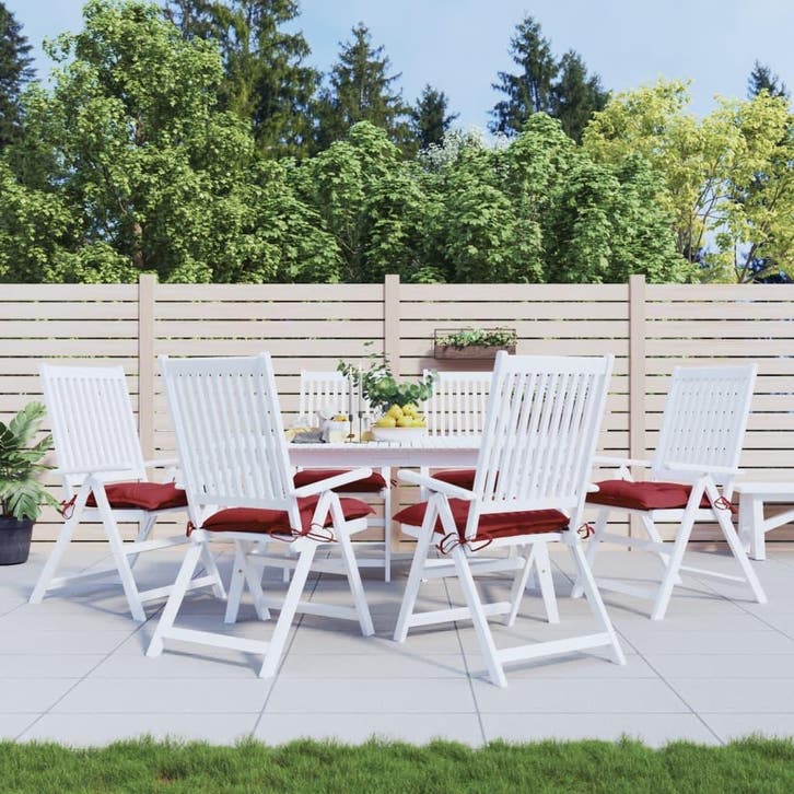 vidaXL Stoelkussens 6 st 40x40x7 cm oxford stof wijnrood, Huis en Inrichting, Woonaccessoires | Kussens, Nieuw, Verzenden