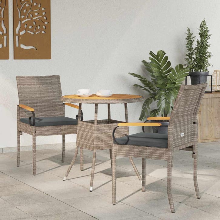 vidaXL Tuinstoelen 2 pcs Grijs en Donkergrijs Poly Rattan en, Tuin en Terras, Tuinstoelen, Nieuw, Verzenden