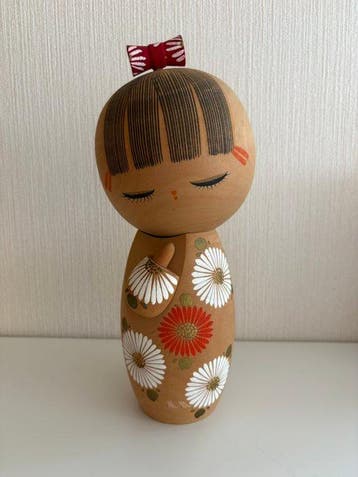 Ensemble vintage de poupées kokeshi créatives - « Hinagiku »