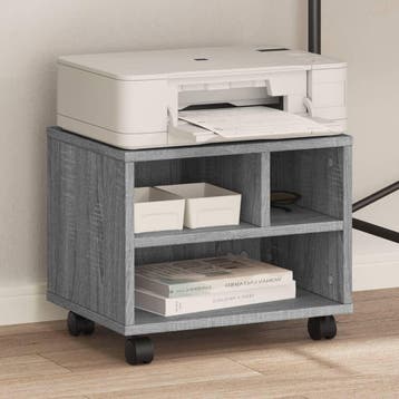 vidaXL Printerkastje met wielen 41x32x34,5 cm grijs sonoma, Verzenden, Nieuw