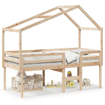 vidaXL Hoogslaper met bedhuis massief grenenhout 80x200 cm, Verzenden, Nieuw