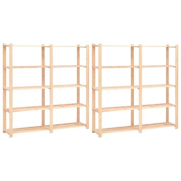vidaXL Opbergrekken 5-laags 2 st 170x38x170 cm grenenhout, Verzenden, Nieuw