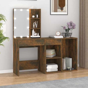 vidaXL Kaptafel met kastje bewerkt hout gerookt eikenkleurig, Verzenden