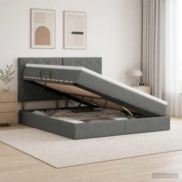 vidaXL Opslag bed met matras met opslag Donkergrijs 180 x, Huis en Inrichting, Verzenden, Nieuw