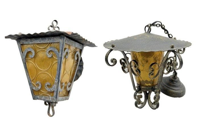 Wandlamp (2) - IJzer - Buitensmederij, Antiquités & Art, Curiosités & Brocante