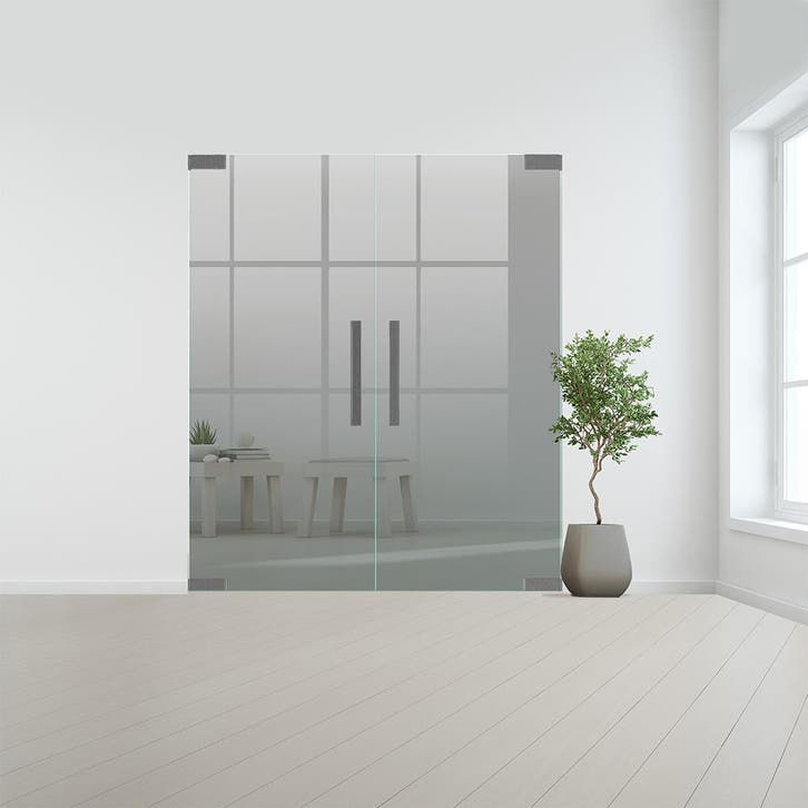 Glazen dubbele binnendeur zonder kozijn RVS beslag-Grijs geh, Doe-het-zelf en Bouw, Glas en Ramen, Nieuw, Verzenden