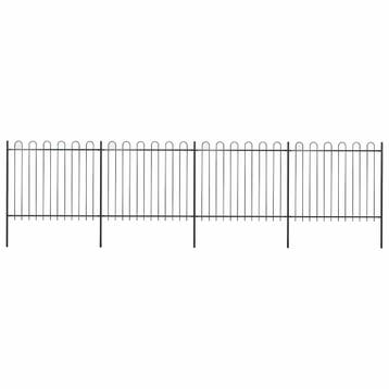 vidaXL Tuinhek met ringtop staal 714,5x150 cm zwart, Verzenden, Nieuw