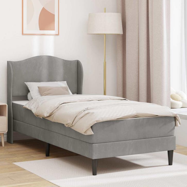 vidaXL Bedframe met hoofdeinde Lichtgrijs 90 x 200 cm, Huis en Inrichting, Slaapkamer | Bedden, Nieuw, Verzenden