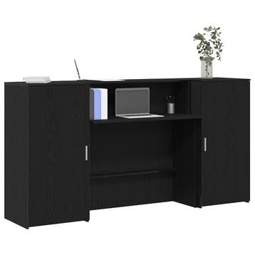 vidaXL Receptiebalie 200x50x103,5 cm bewerkt hout zwart, Verzenden, Nieuw