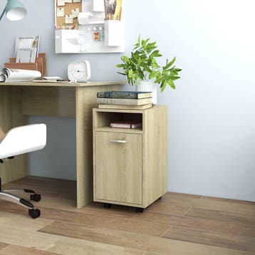 vidaXL Bijzetkast met wielen 33x38x60 cm bewerkt hout sonoma, Verzenden