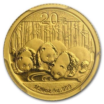 China. 20 Yuan 2013 1/20 oz ¥20 CNY Chinese Gold Panda PCGS