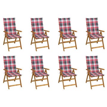 vidaXL Inklapbare stoelen 8 st met kussens massief, Verzenden