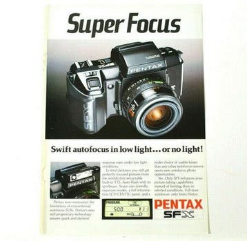 Vintage Pentax SFX spiegelreflexcamera – reclame uit 1987, Collections, Verzenden