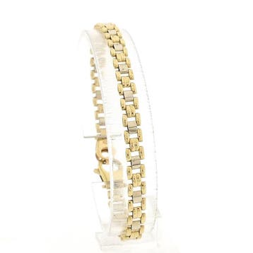 Bicolor gouden panterschakel armband (Schakelarmband), Ophalen of Verzenden, Gebruikt, Goud, Goud
