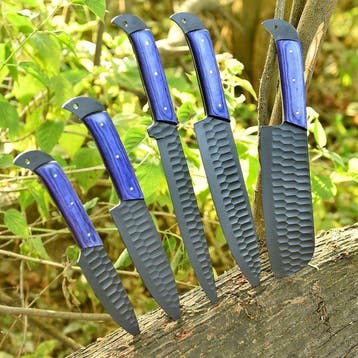 Keukenmes - Pakka wood, D2-staal met poedercoatingcode -