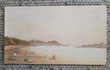 École française (XIX) - Strand met kabines - Bretagne -