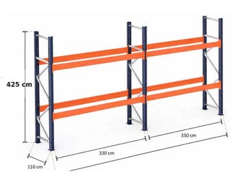 Mecalux palletstelling 10,3m 425cm hoog 4x12 (Diverse), Ophalen of Verzenden
