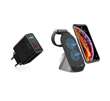 DrPhone QW2 – 3 in 1 Draadloze lader – Dock - Geschikt voor, Verzenden