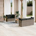 vidaXL 6-delige Loungeset met kussens poly rattan grijs, Verzenden, Loungeset