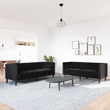 vidaXL Woonkamerbank / zetel 2 st Zwart Fluweel, Verzenden
