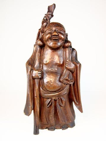 Hotei  Een van de Zeven Geluksgoden - Hout - Yokozawa