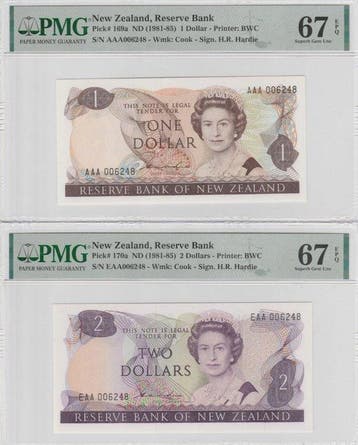 Nouvelle-Zélande. - 1, 2, 5, 10 Dollars - various dates -, Timbres & Monnaies, Billets de banque | Europe | Billets non-euro