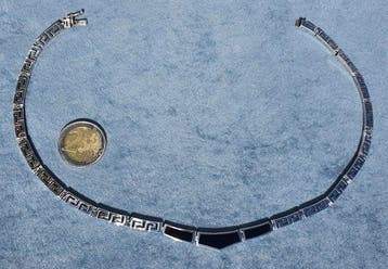 Zonder minimumprijs - Halsketting Zilver Onyx, Nieuw
