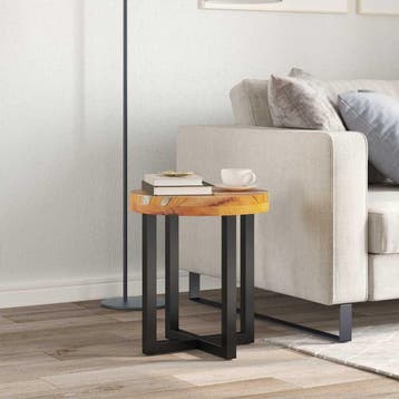 vidaXL Salontafel 40x45 cm massief teakhout en polyresin, Verzenden, Nieuw