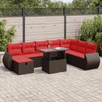 vidaXL 9-delige Loungeset met kussens poly rattan acacia, Verzenden, Nieuw, Loungeset