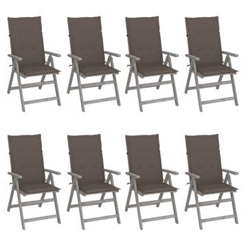 vidaXL Tuinstoelen 8 st verstelbaar met kussens acaciahout, Tuin en Terras, Tuinstoelen, Verzenden, Nieuw