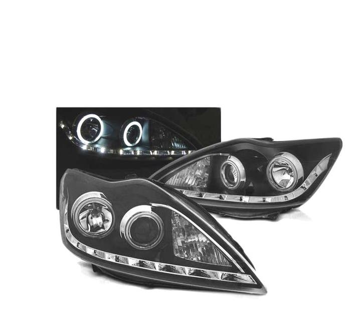 PHARES POUR FORD FOCUS II 08-10 ANGEL EYES CCFL NOIR, Auto-onderdelen, Verlichting, Verzenden