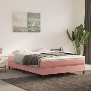 vidaXL Boxspring bed fluweel roze 140x200 cm, Verzenden, Nieuw