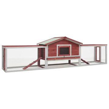vidaXL Konijnenhok 310x70x87 cm massief grenen- en vurenhout, Verzenden
