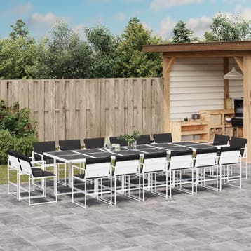 vidaXL 17-delige Tuinset met kussens textileen wit, Verzenden, Tuinset