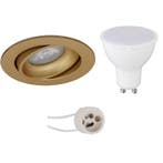 LED Spot Set 6W - Mat Gouden Ronde Kantelbare Inbouwspot - D, Verzenden, Nieuw