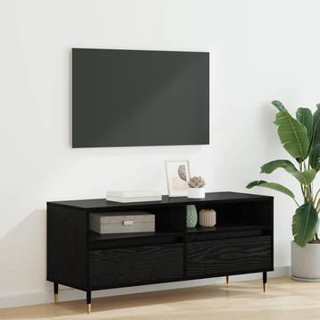 vidaXL TV Kast met lade Zwart Eiken 100 x 34,5 x 44,5 cm, Verzenden, Nieuw