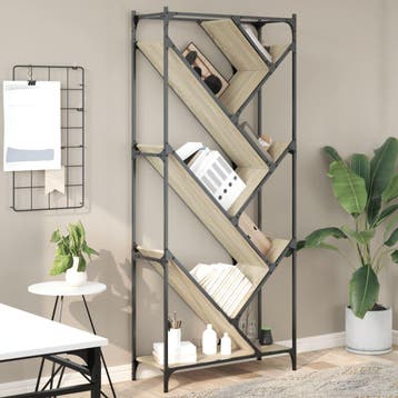 vidaXL Boekenkast 79x30x180 cm bewerkt hout en metaal sonoma, Huis en Inrichting, Kasten | Boekenkasten, Verzenden, Nieuw