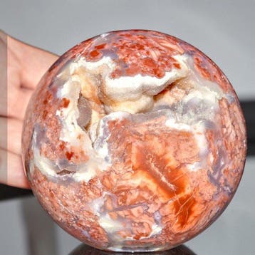 Roze Sakura-bloem-agaat met kristal-druzy-holtes Bol met
