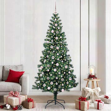 vidaXL Kunststof Voorverlichte Kerstboom Groen 240 cm PVC en, Verzenden